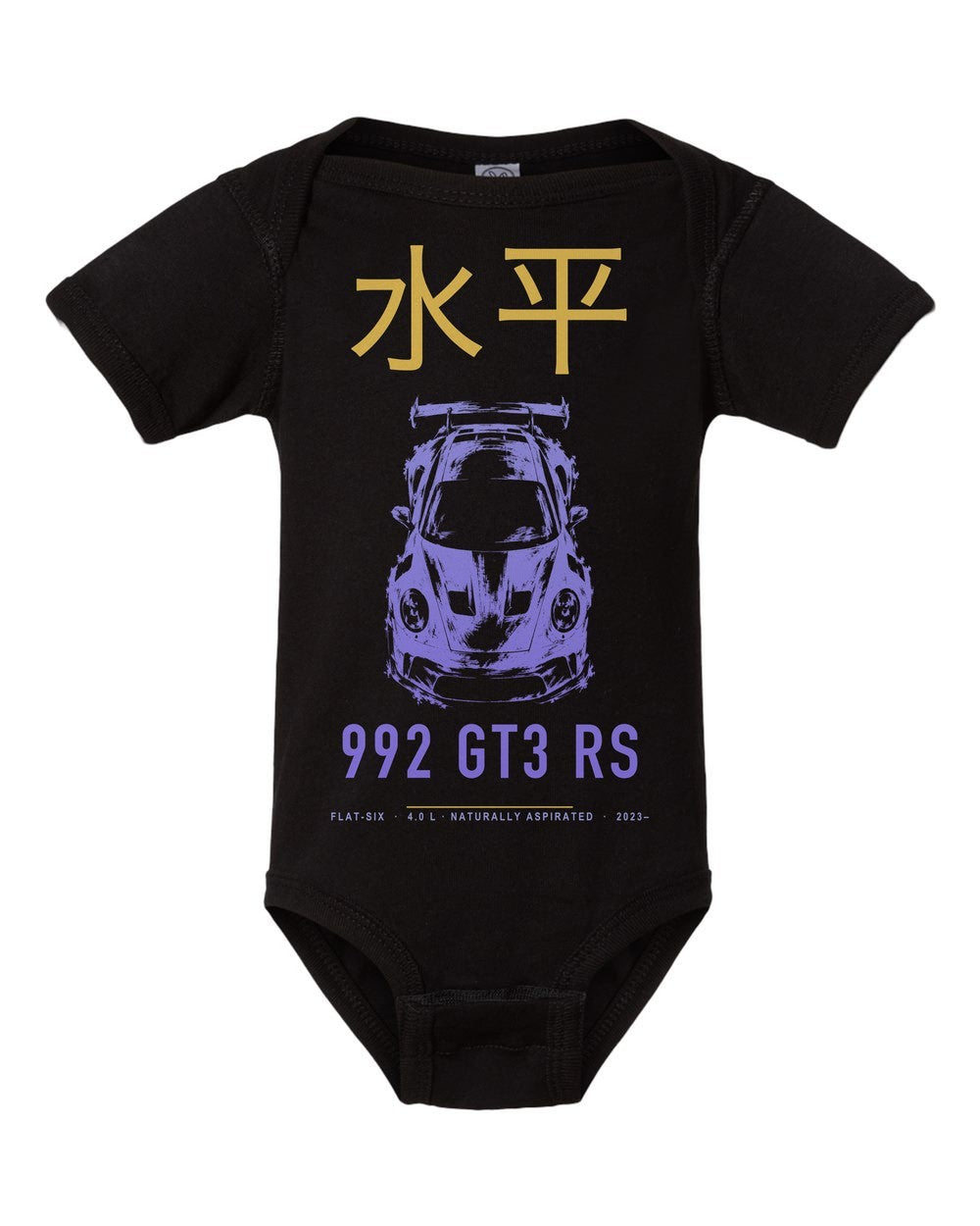 992 GT3 RS artwork black baby onesie front view