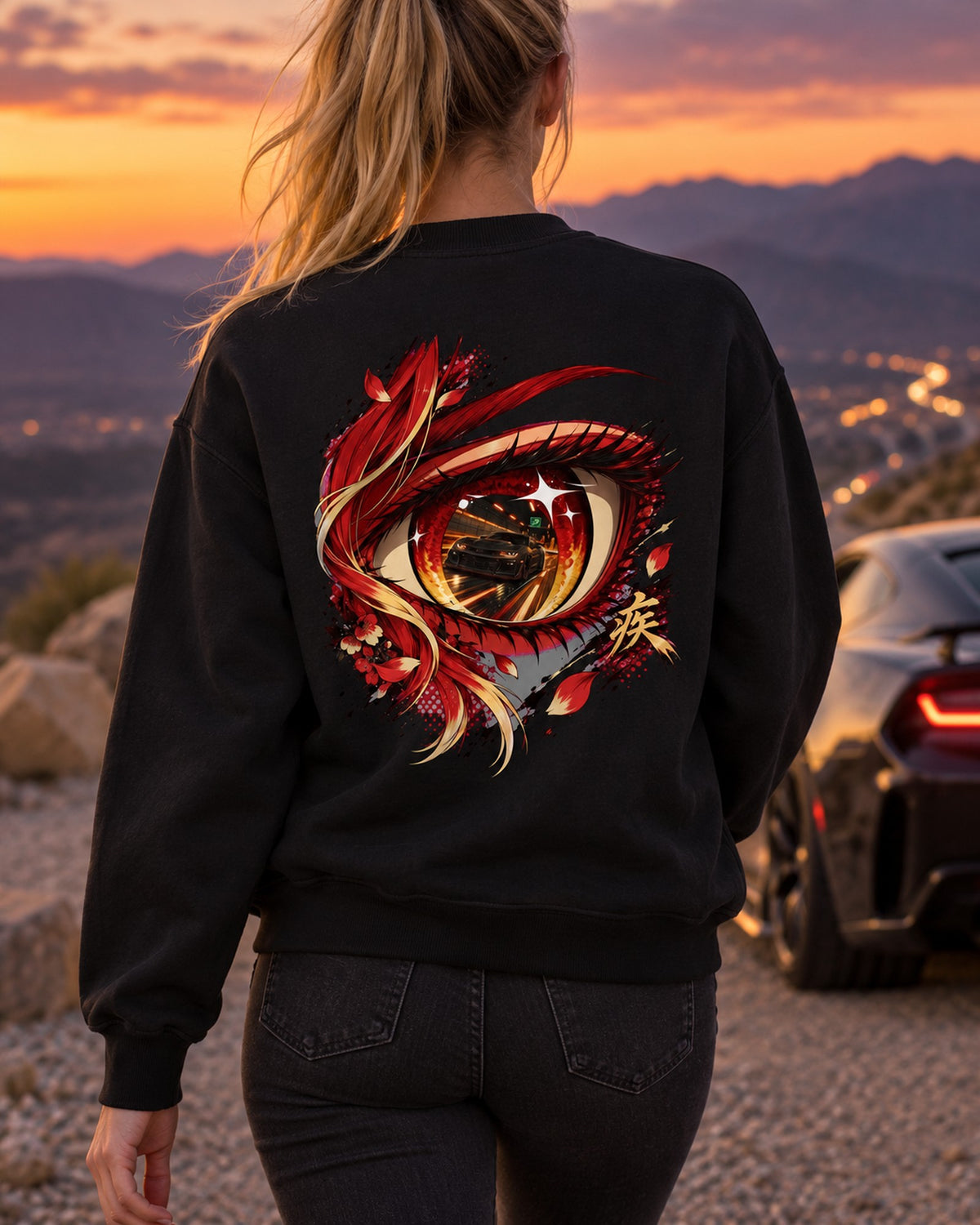 Chevrolet Camaro ZL1 1LE Anime Girl Shirt, Hoodie & More Crewneck Black worn hero