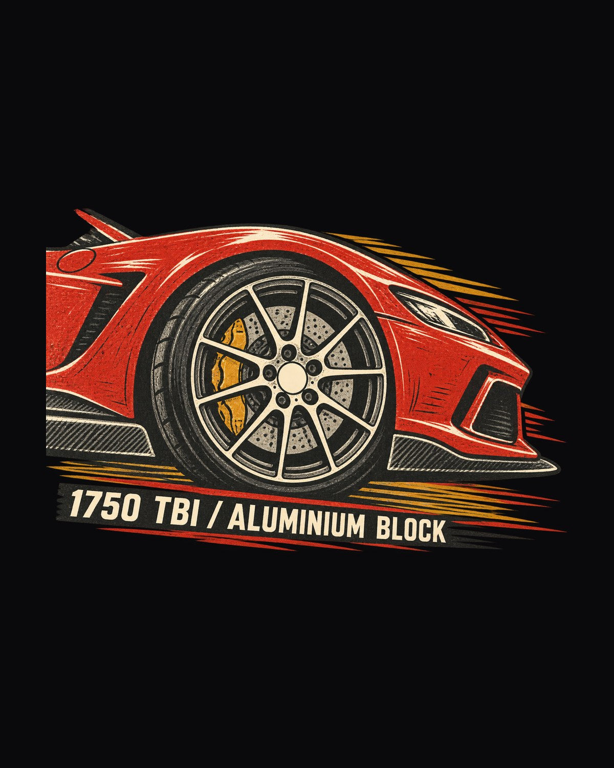 Alfa Romeo 4C Linocut Print, 1750 TBI Aluminium Block Shirt design only