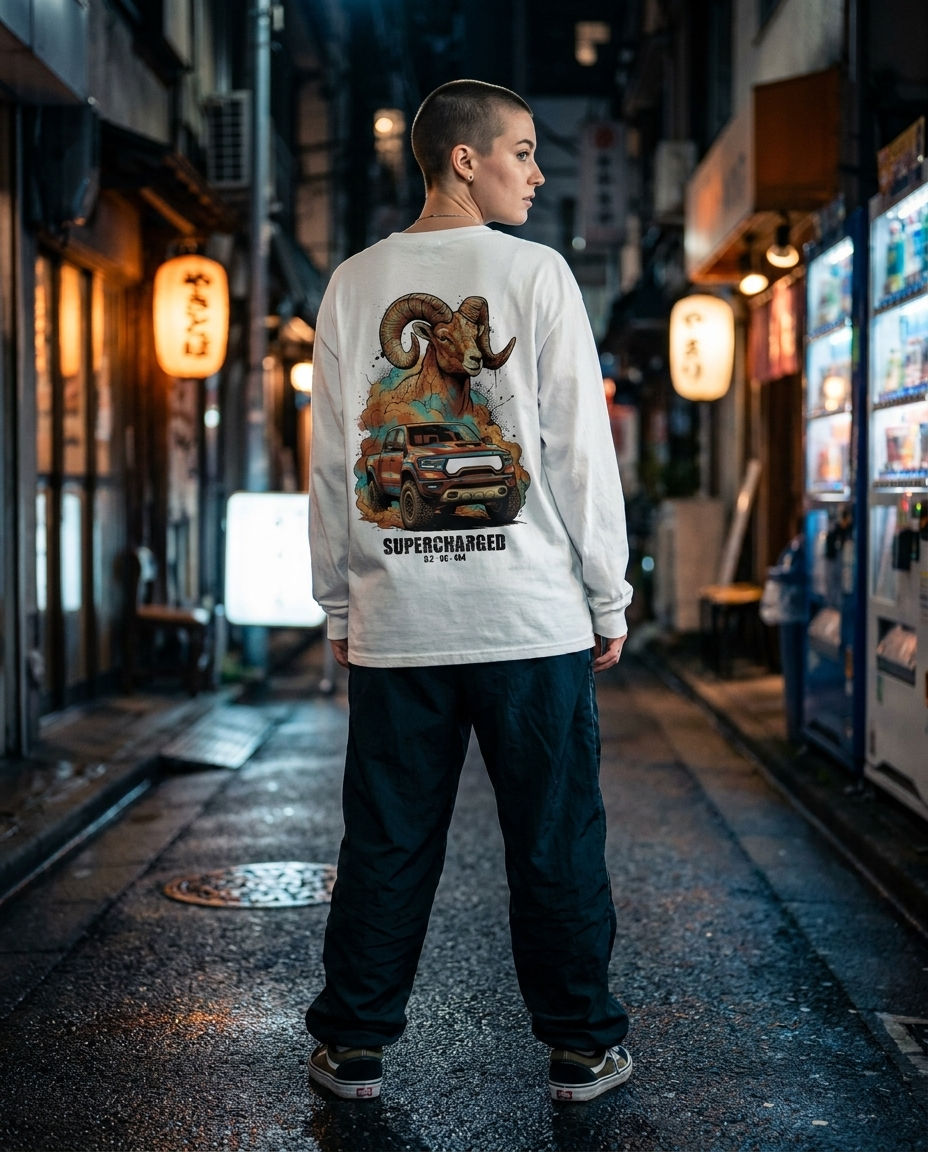 White Long-Sleeve Tee street