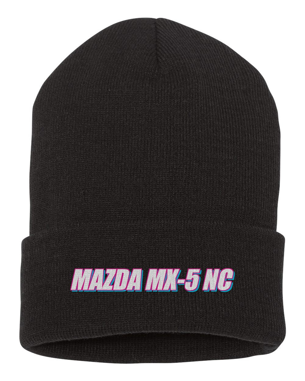 Mazda Mx-5 Nc black beanie front view with car name
