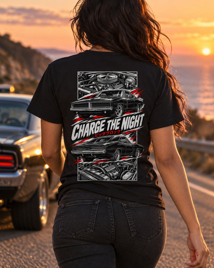 Dodge Charger 1969 Torn Poster Full-Back Graphic Tee T-Shirt Black worn hero