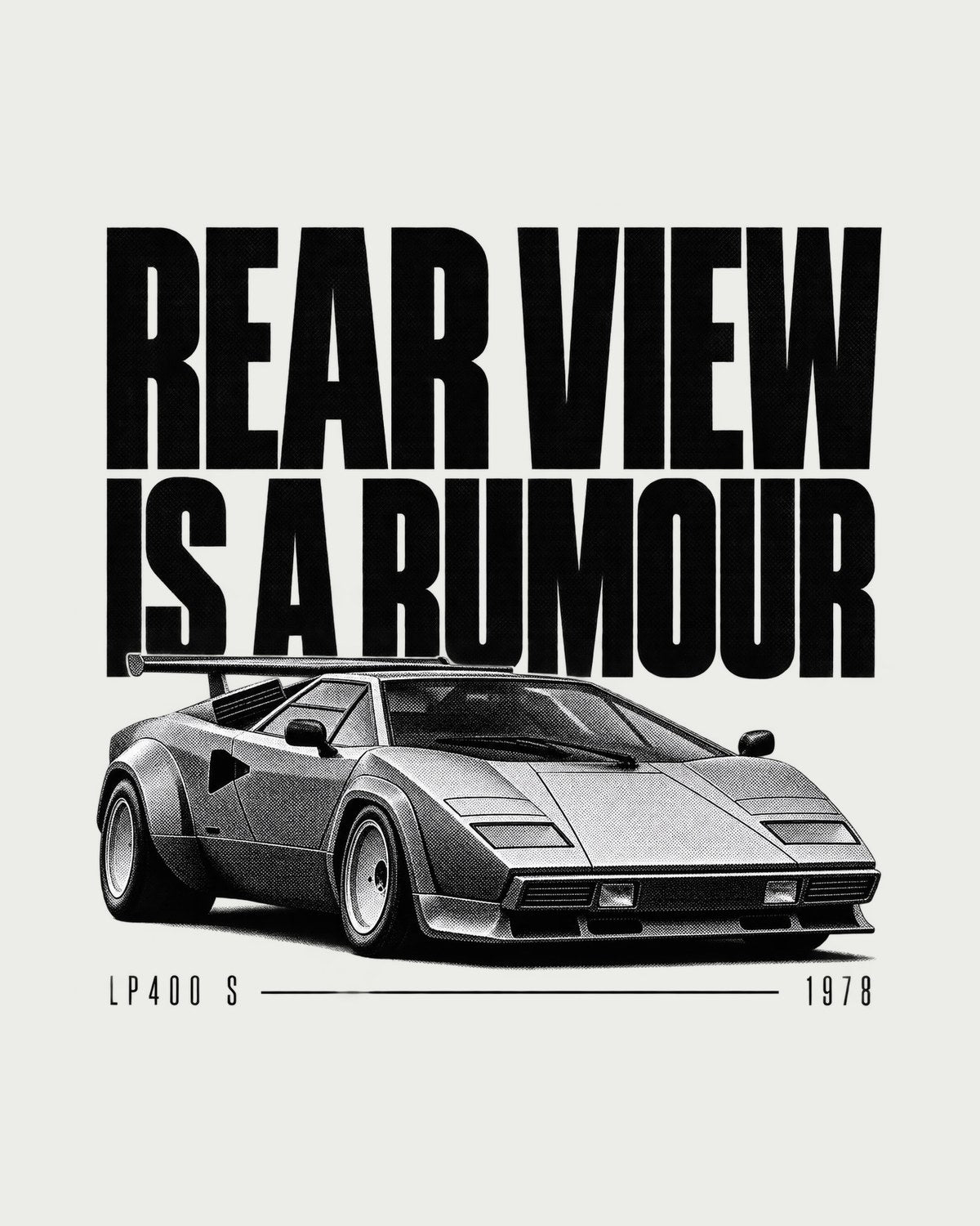 Countach LP400 S Rear View Halftone Shirt, Walter Wolf Wing design only