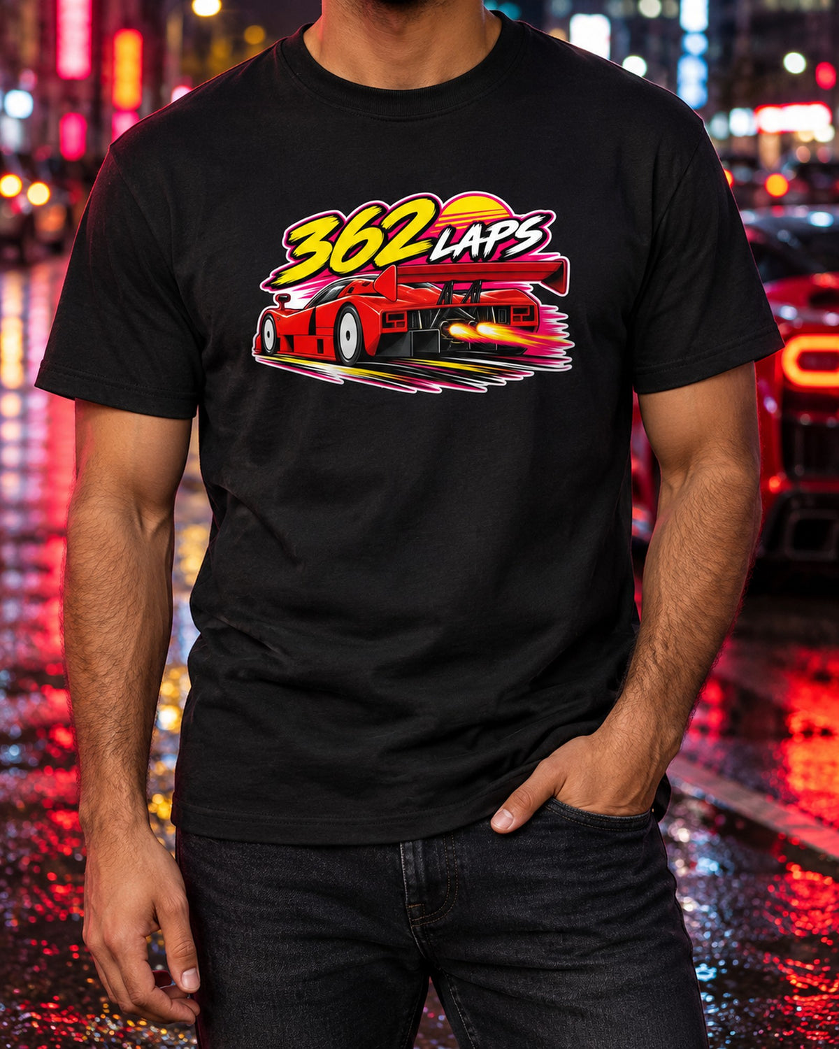 Mazda 787B 362 Laps Retro 90s Racing Sticker Bomb Tee T-Shirt Black worn hero