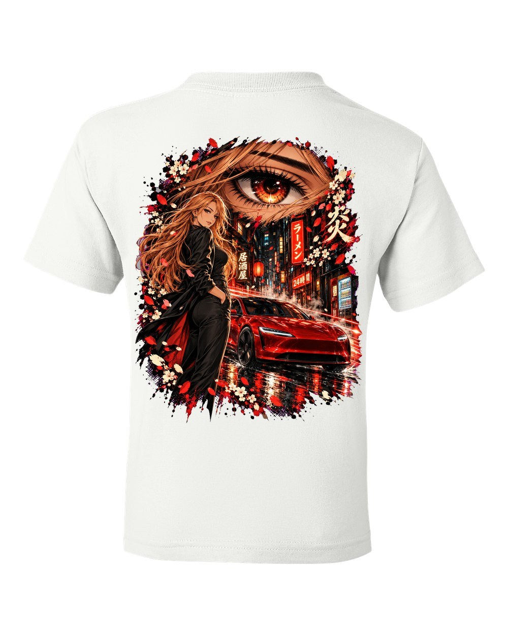Tesla Model 3 Highland Anime Girl Kids Tee White back