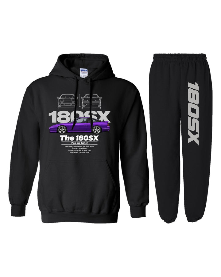 180SX Hoodie + Jogger Set black hoodie and joggers