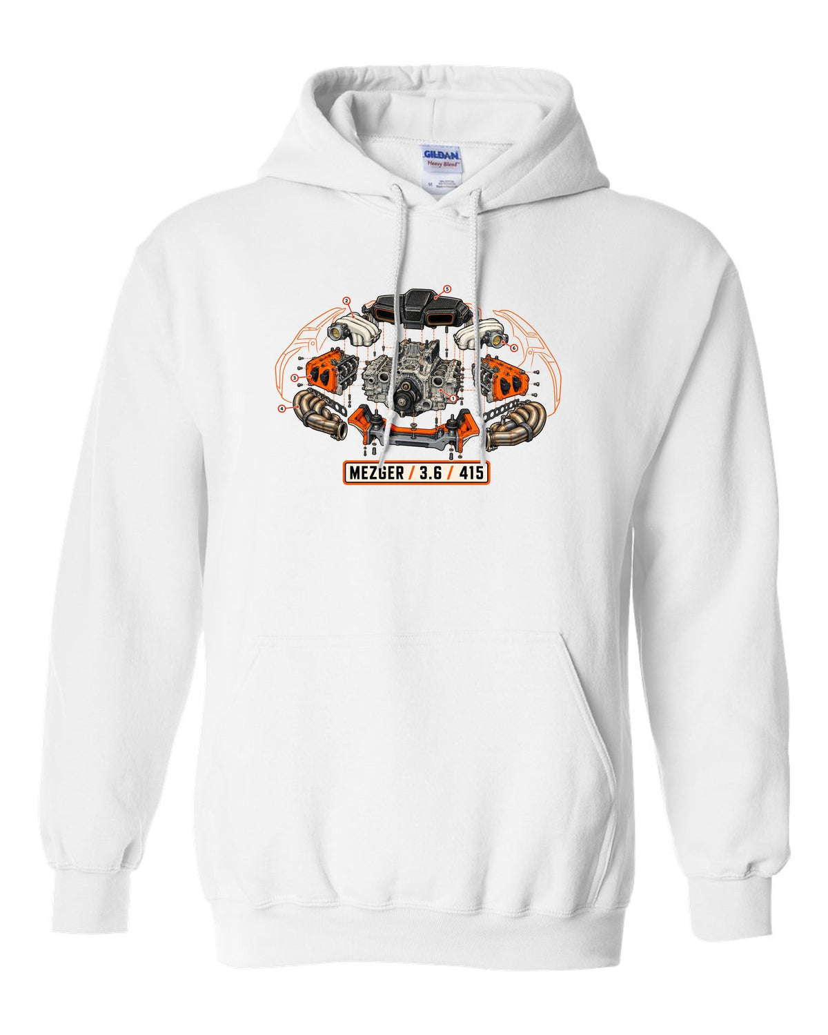 Porsche 992 Targa roll hoop sunset gradient minimalist design white pull over hoodie front view with the design