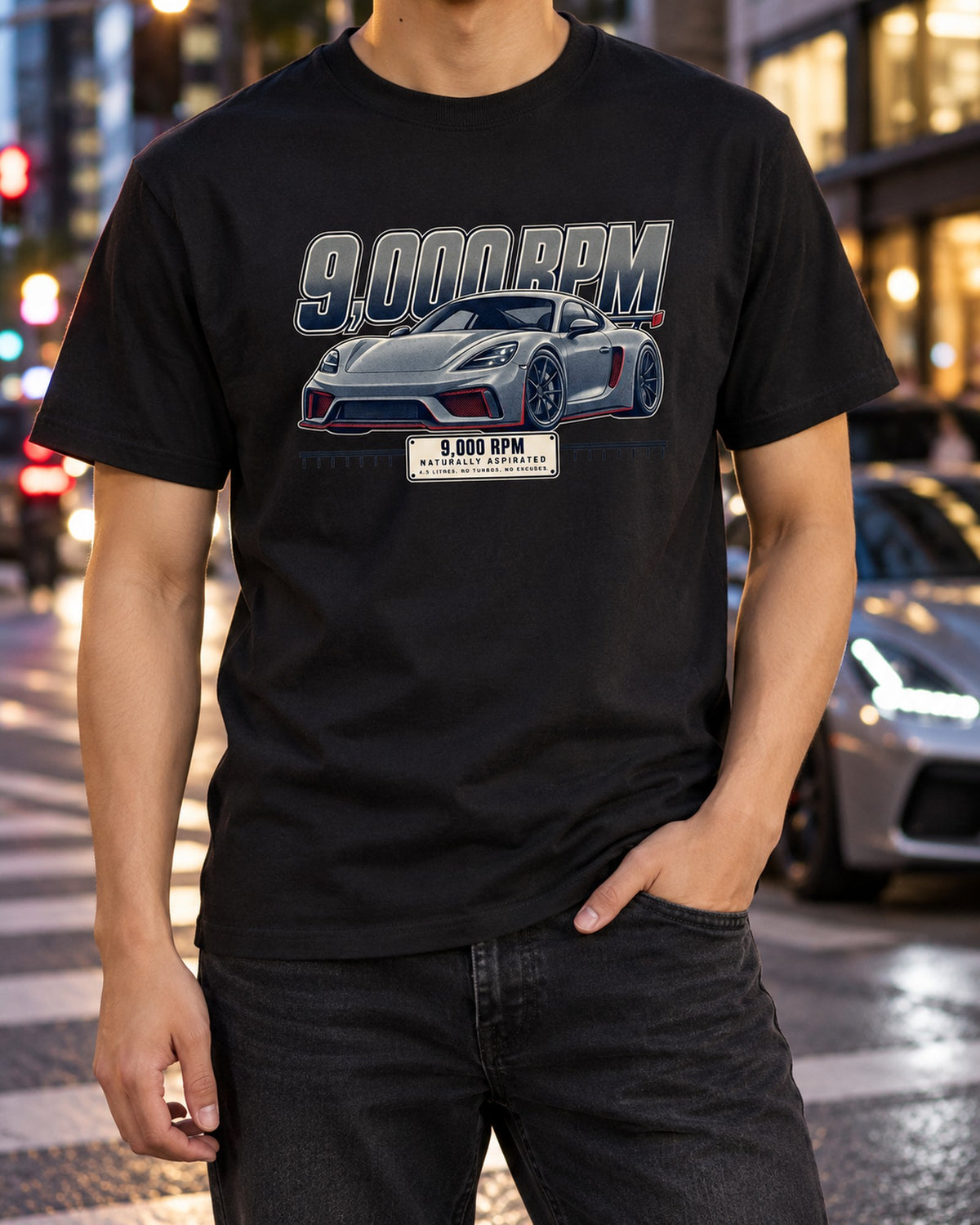 Ferrari 458 Speciale 9,000 RPM Halftone Shirt, NA V8 Tee T-Shirt Black worn hero