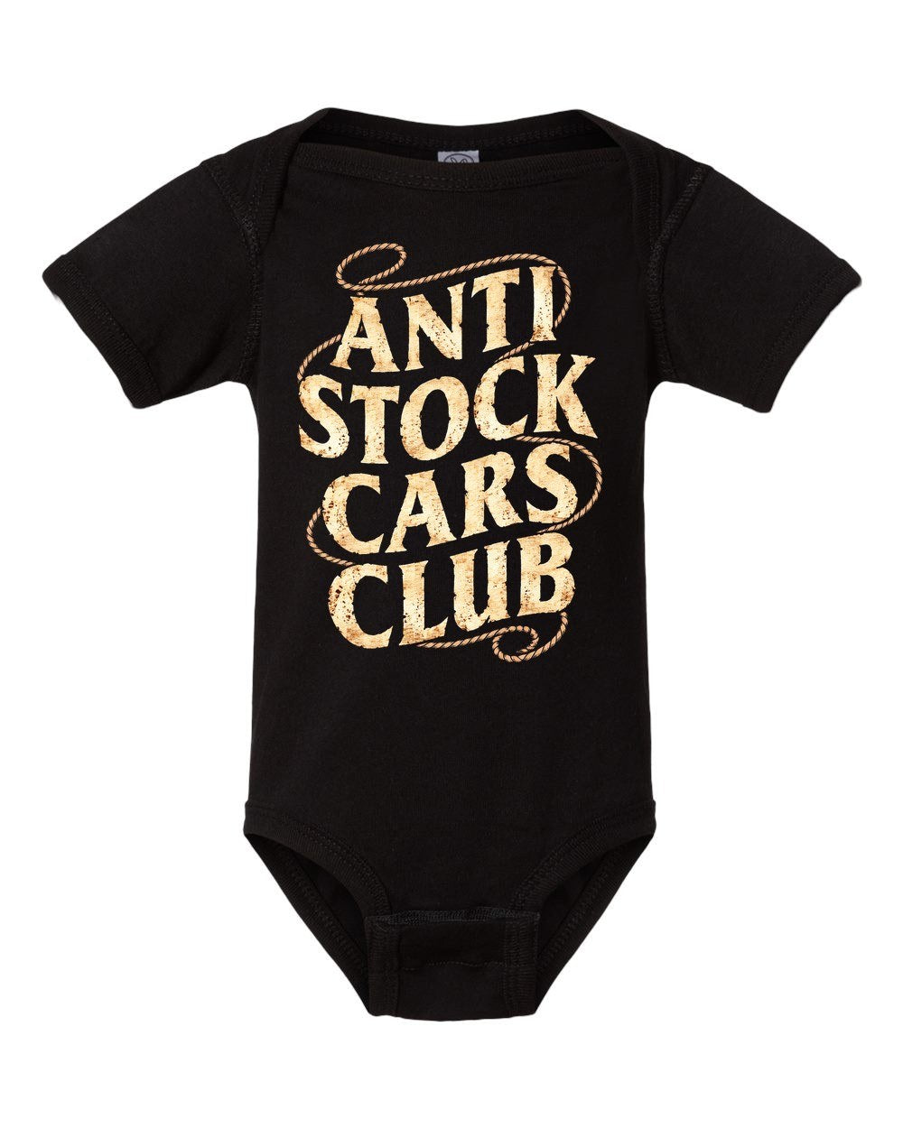 Anti Stock Cars Club Old West Wanted Poster Baby Onesie Black front