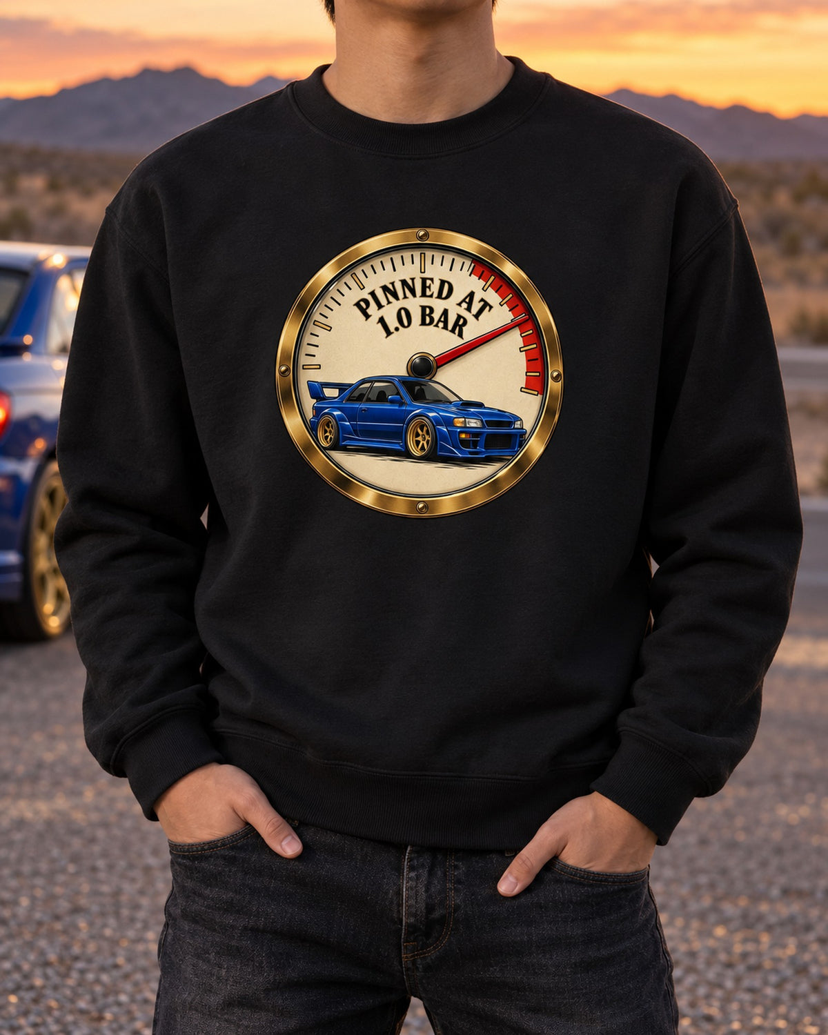 Subaru Impreza WRX GC8 Dyno Sheet Shirt, EJ20 Spec Tee Crewneck Black worn hero