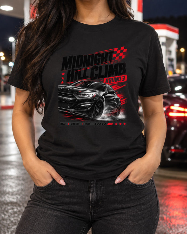Hyundai Genesis Coupe BK2 Midnight Hill Climb Race Poster Shirt T-Shirt Black worn hero
