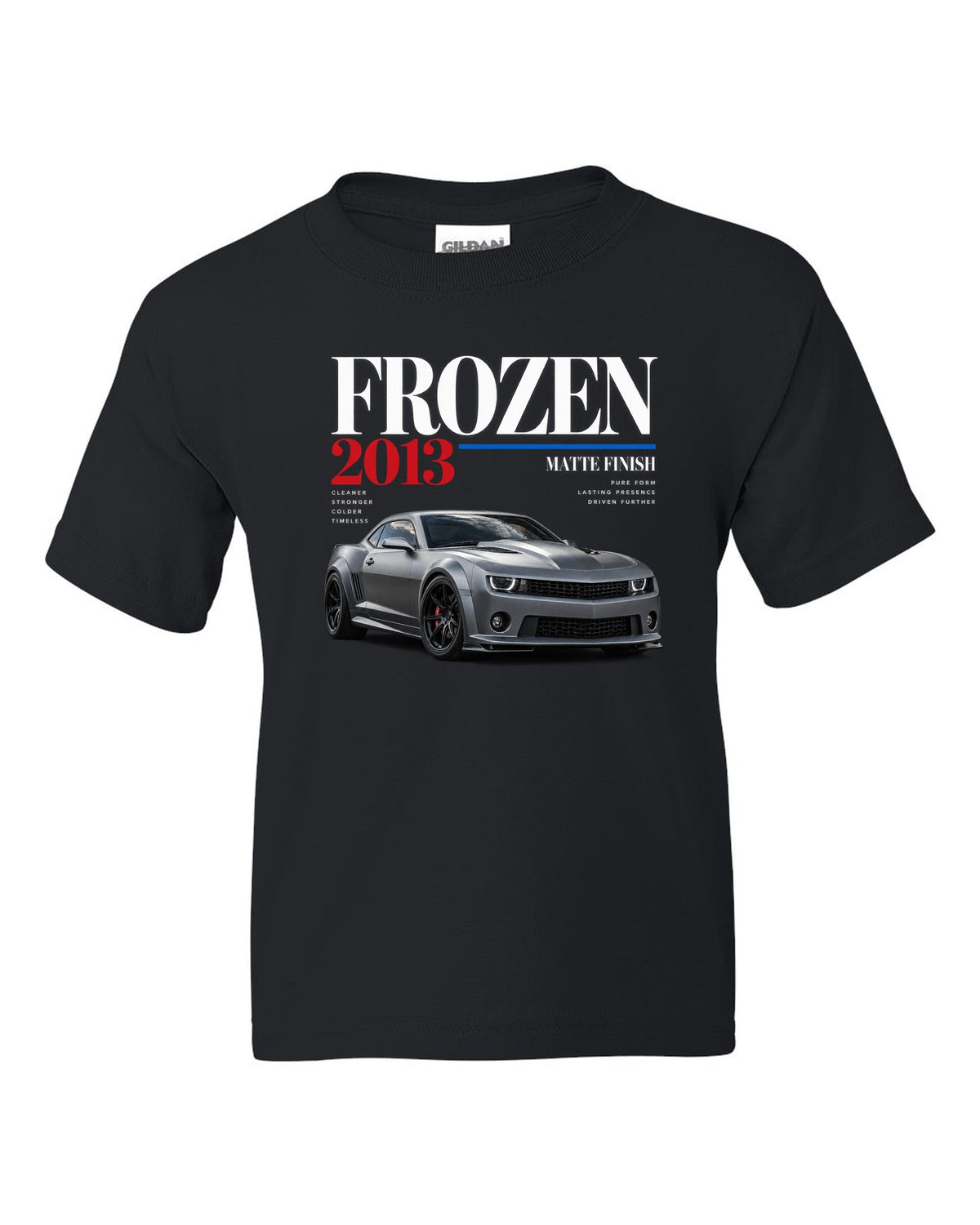 BMW E92 M3 Frozen Edition editorial print with matte finish headline black kids tee front view with the design