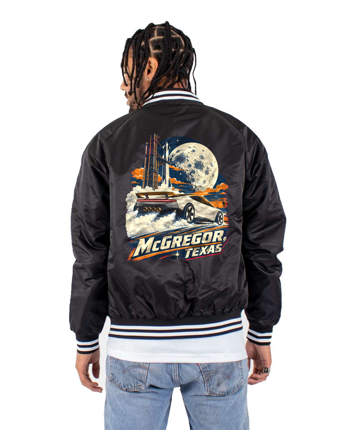 Tesla Roadster McGregor Texas Shirt, Hoodie & More Bomber Jacket Black back