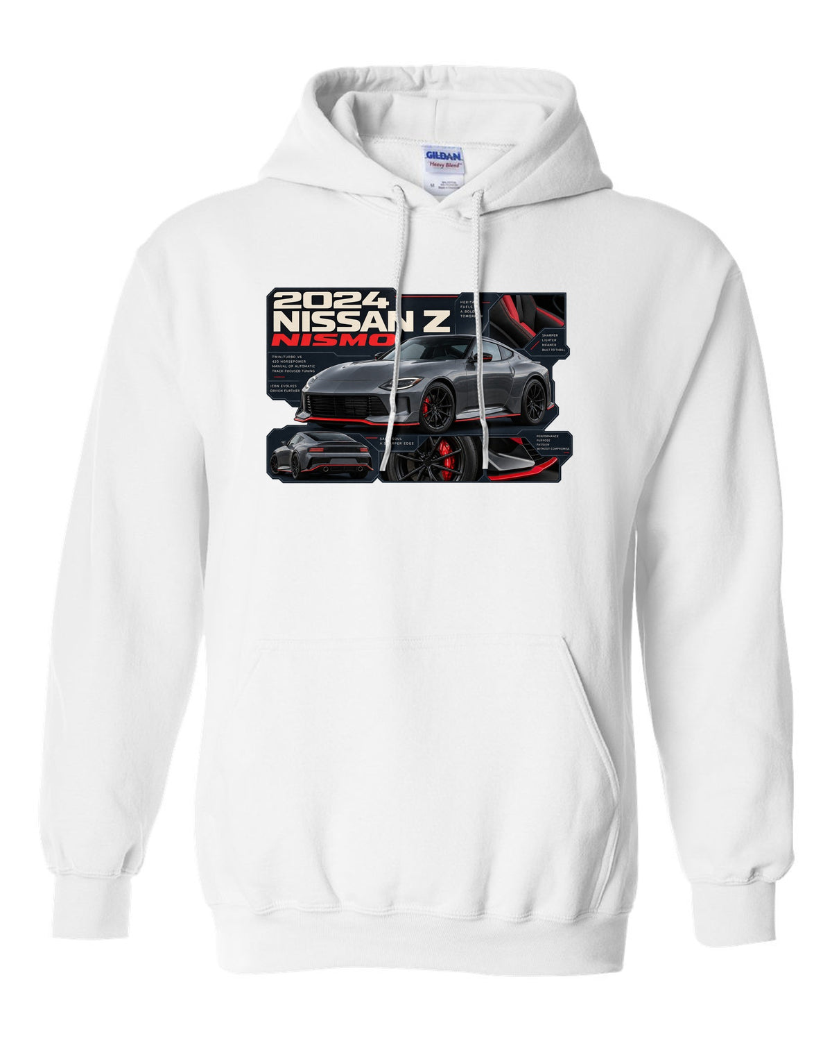 Nissan GT-R50 Italdesign Dossier white pull over hoodie front view with the design