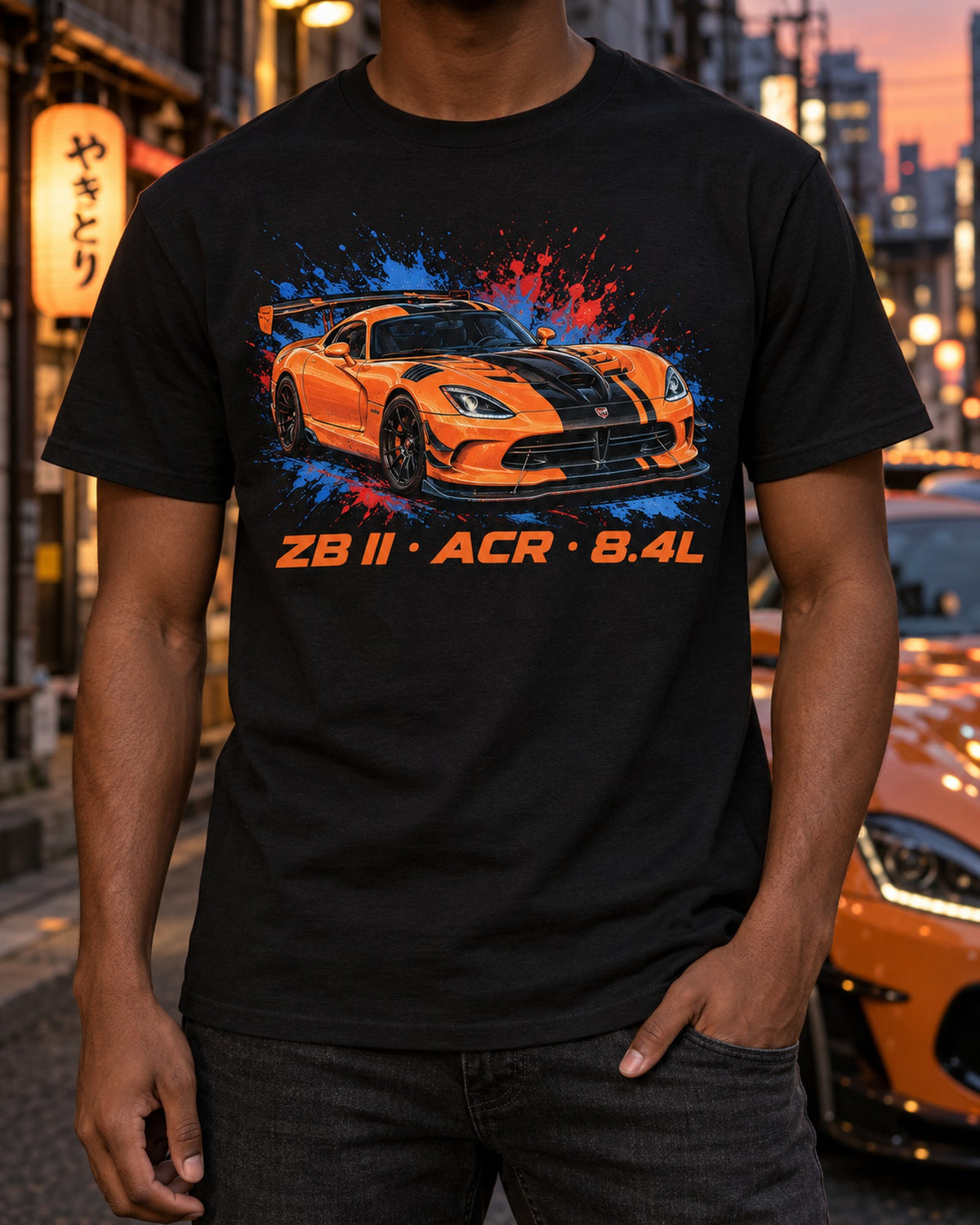 Dodge Viper ACR ZB II Stencil Wing Shirt, Car Guy Gift T-Shirt Black worn hero