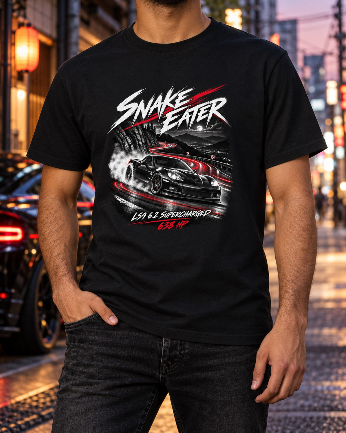Corvette C6 ZR1 Supercharged LS9 638 HP Night Drive Shirt T-Shirt Black worn hero