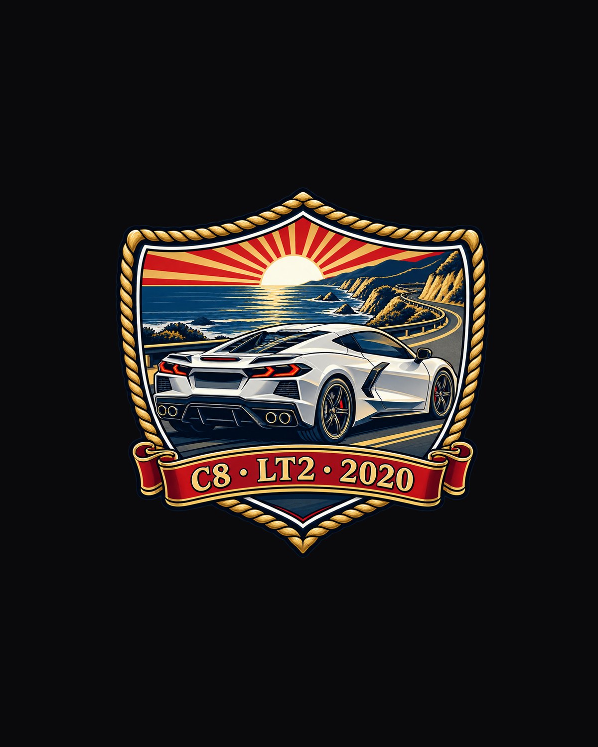 Mid-Engine Corvette C8 Stingray LT2 2020 Shield Crest Shirt design only