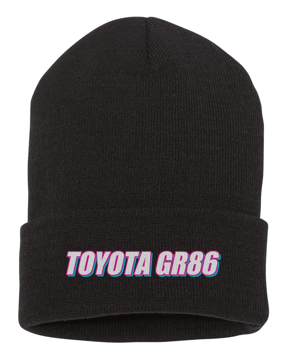 Toyota Gr86 black beanie front view with car name