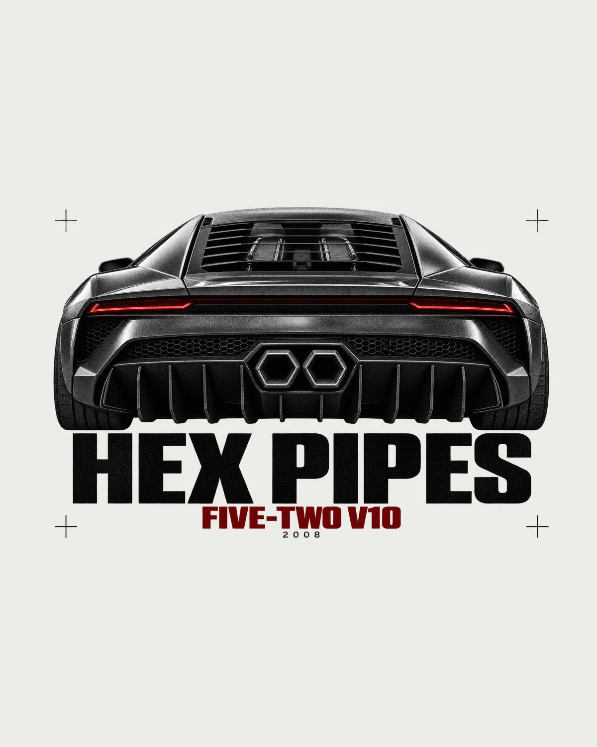 Gallardo LP560-4 Hex Exhaust Pipes Macro Shirt, 5.2 V10 Tee design only