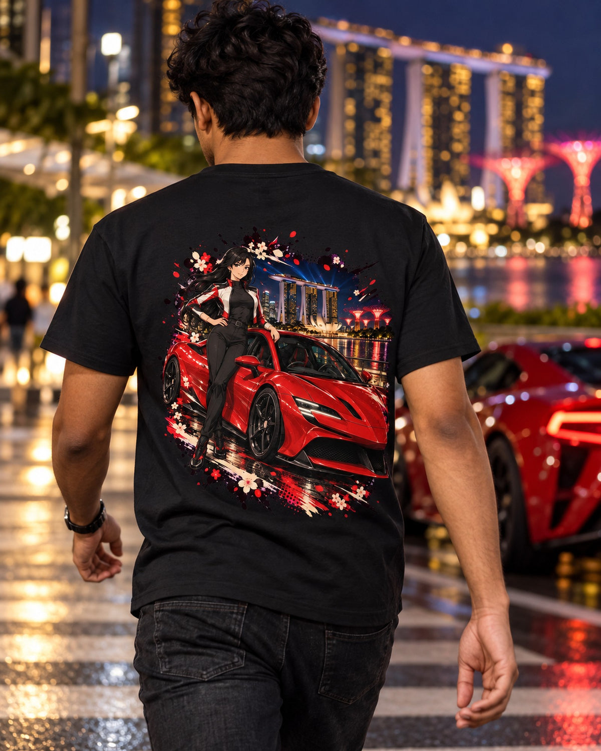 Ferrari SF90 Anime Girl Shirt, Hoodie & More T-Shirt Black worn hero