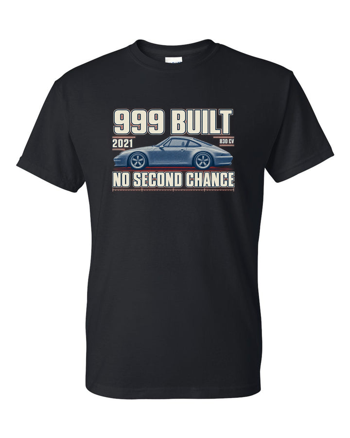 Ferrari 812 Competizione halftone print with 999 built, 2021 text black t-shirt front view with the design