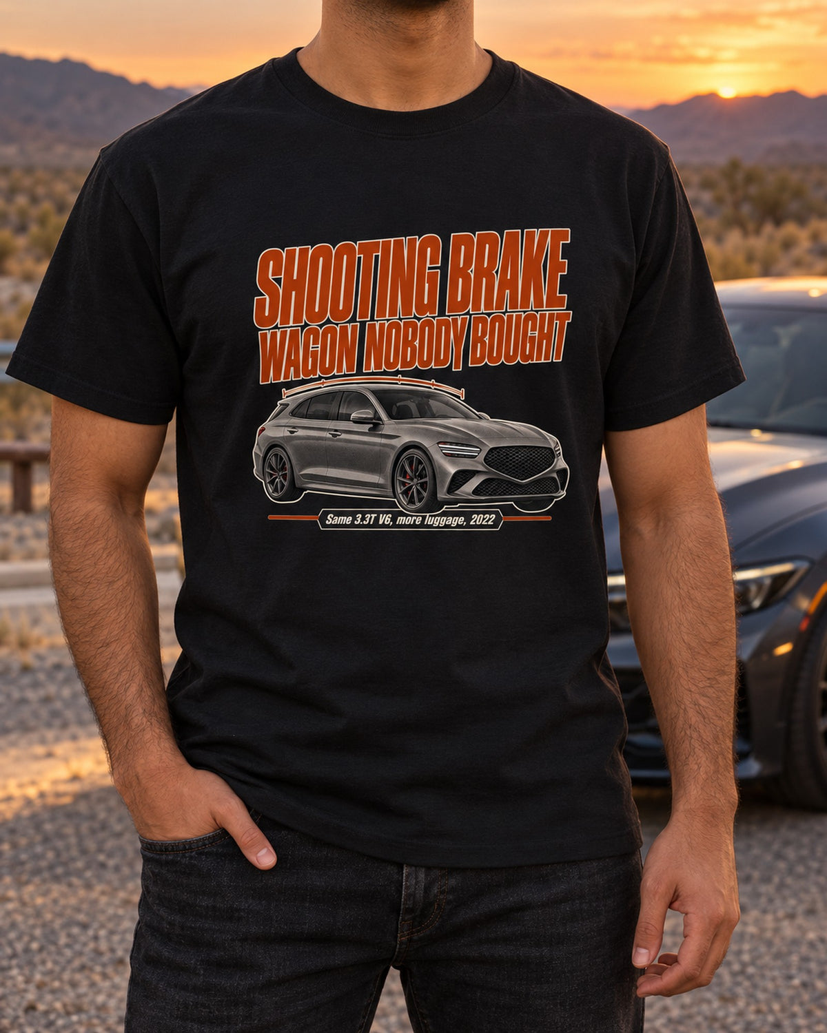 Genesis G70 Shooting Brake Editorial Shirt, Wagon Fan Gift T-Shirt Black worn hero