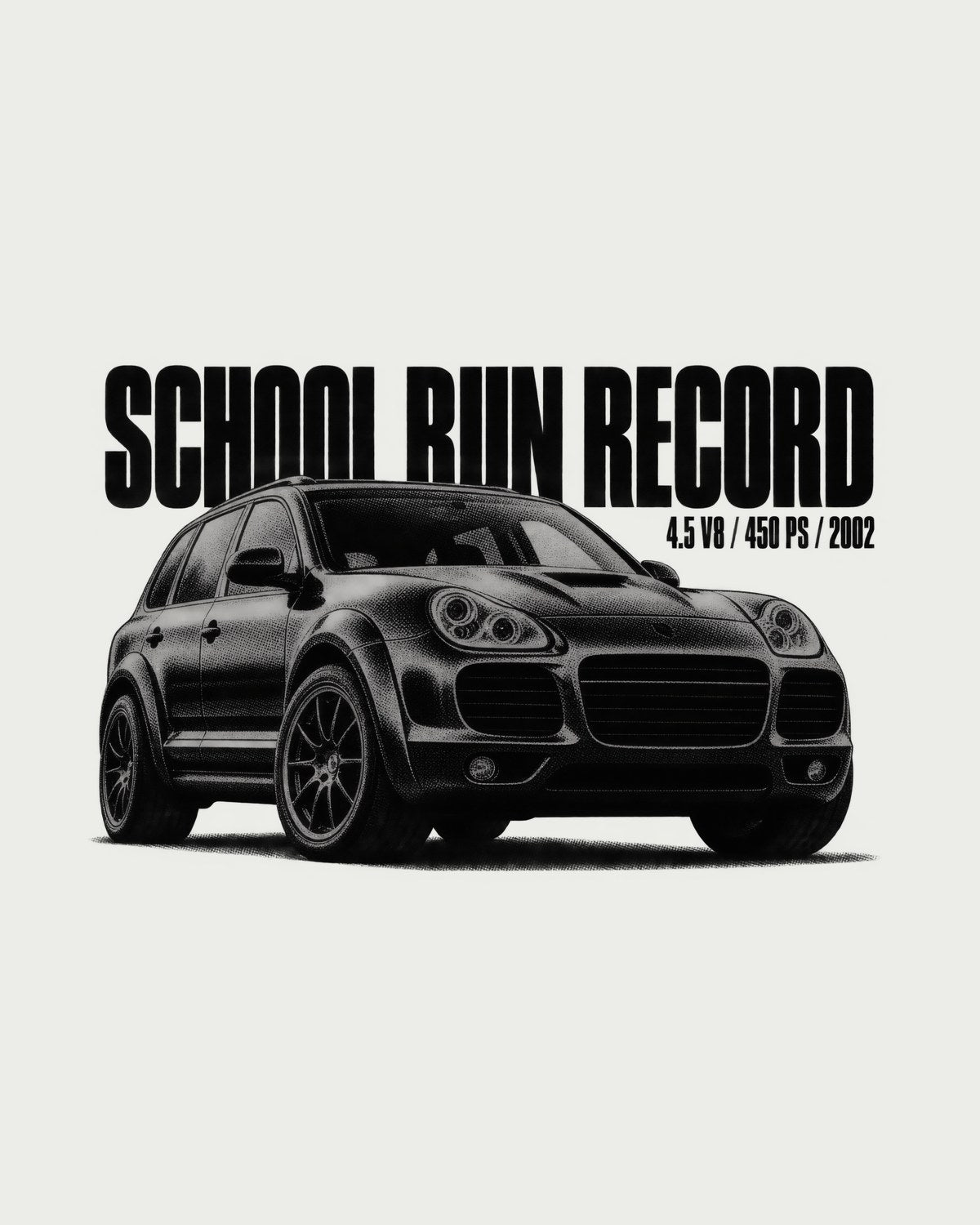 Porsche Cayenne Turbo 955 School Run Record Halftone Shirt design only