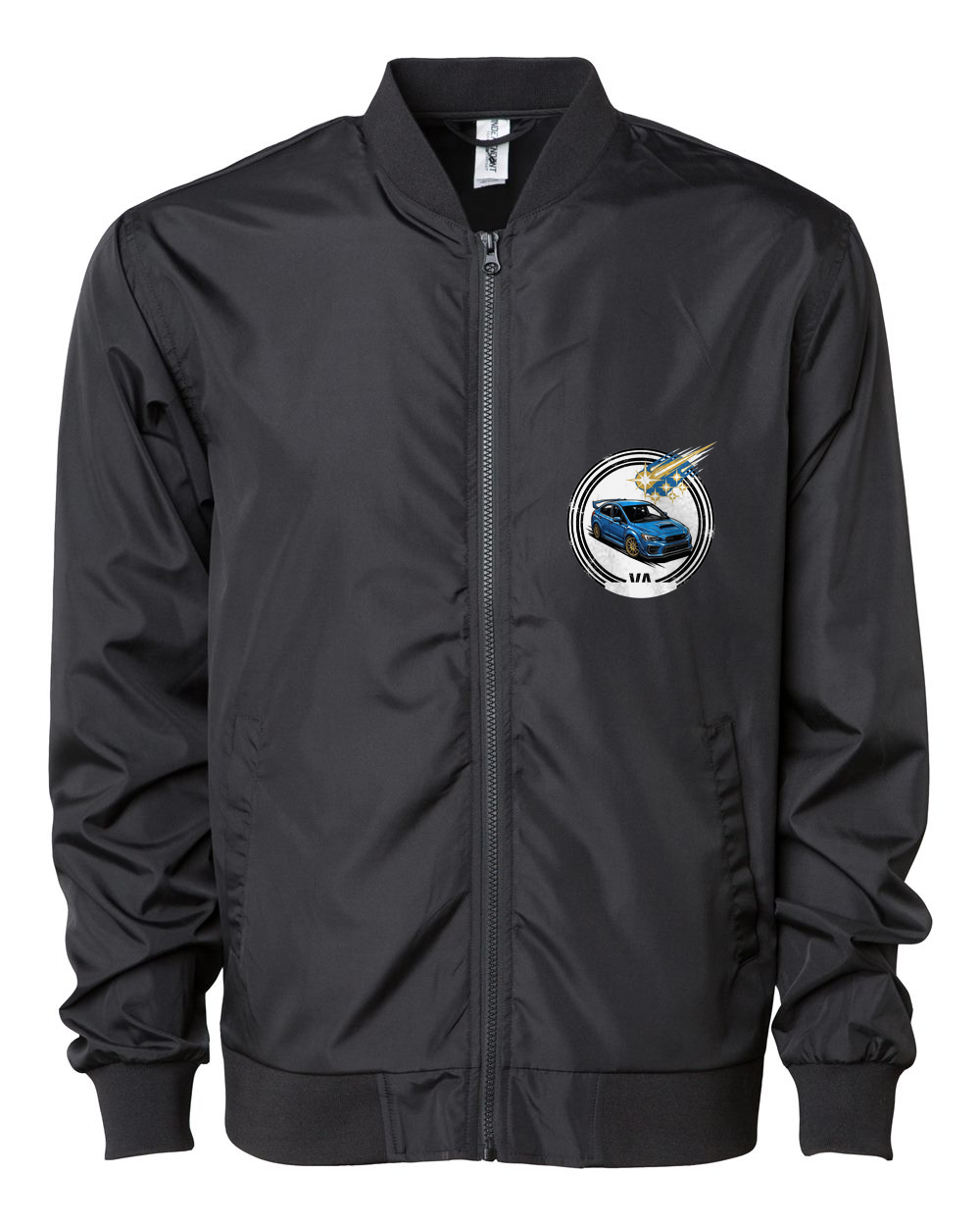 Subaru WRX STI Pleiades Bomber Jacket — Black front emblem