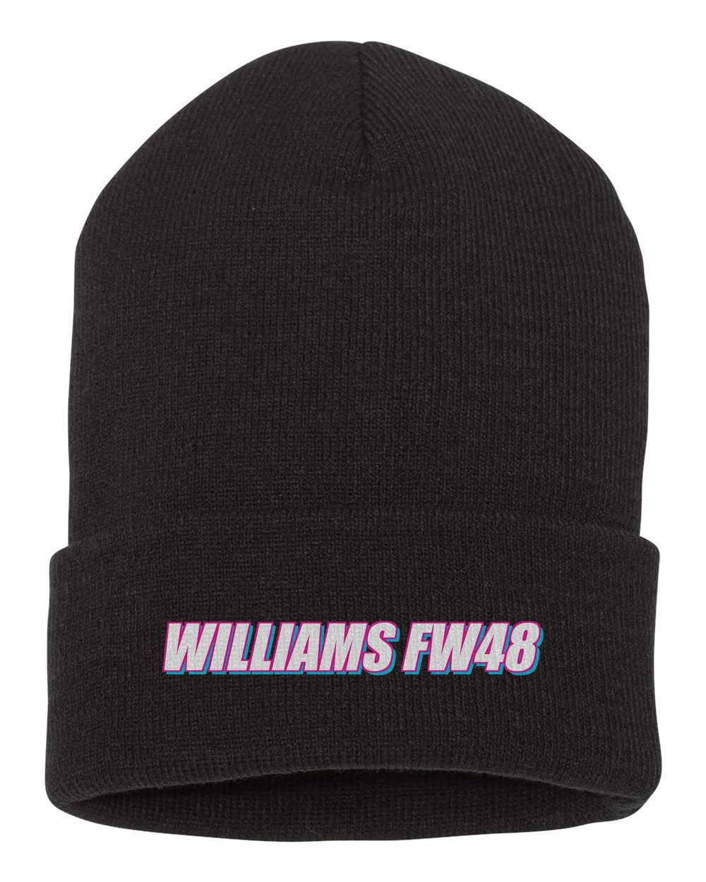 Williams Fw48 black beanie front view with car name