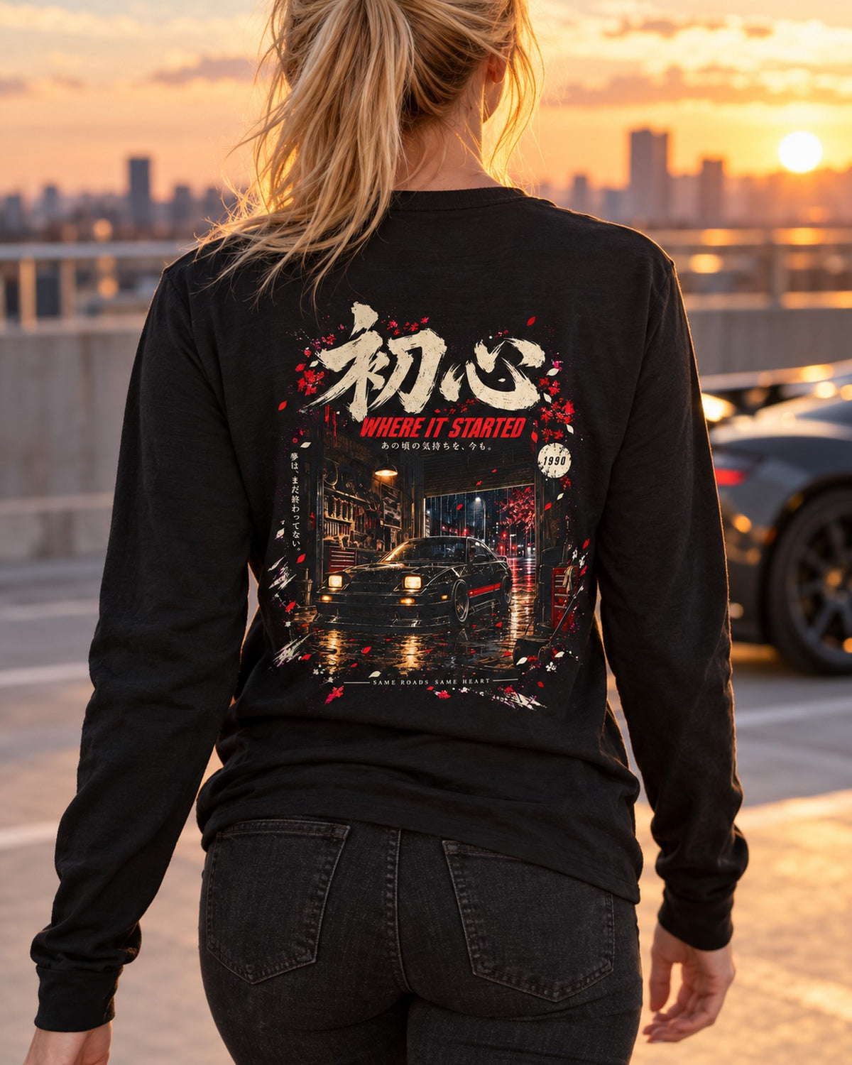 Nissan Silvia S13 Where It Started Shirt, Hoodie & More Long Sleeve Black worn hero