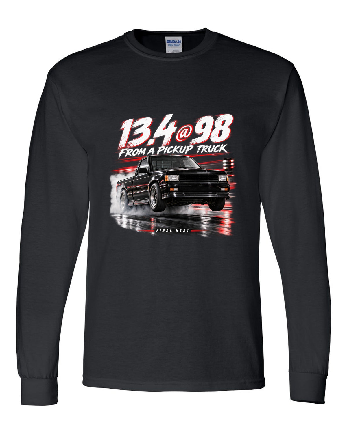 1991 GMC Syclone quarter mile race poster print black long sleeve front view with the design