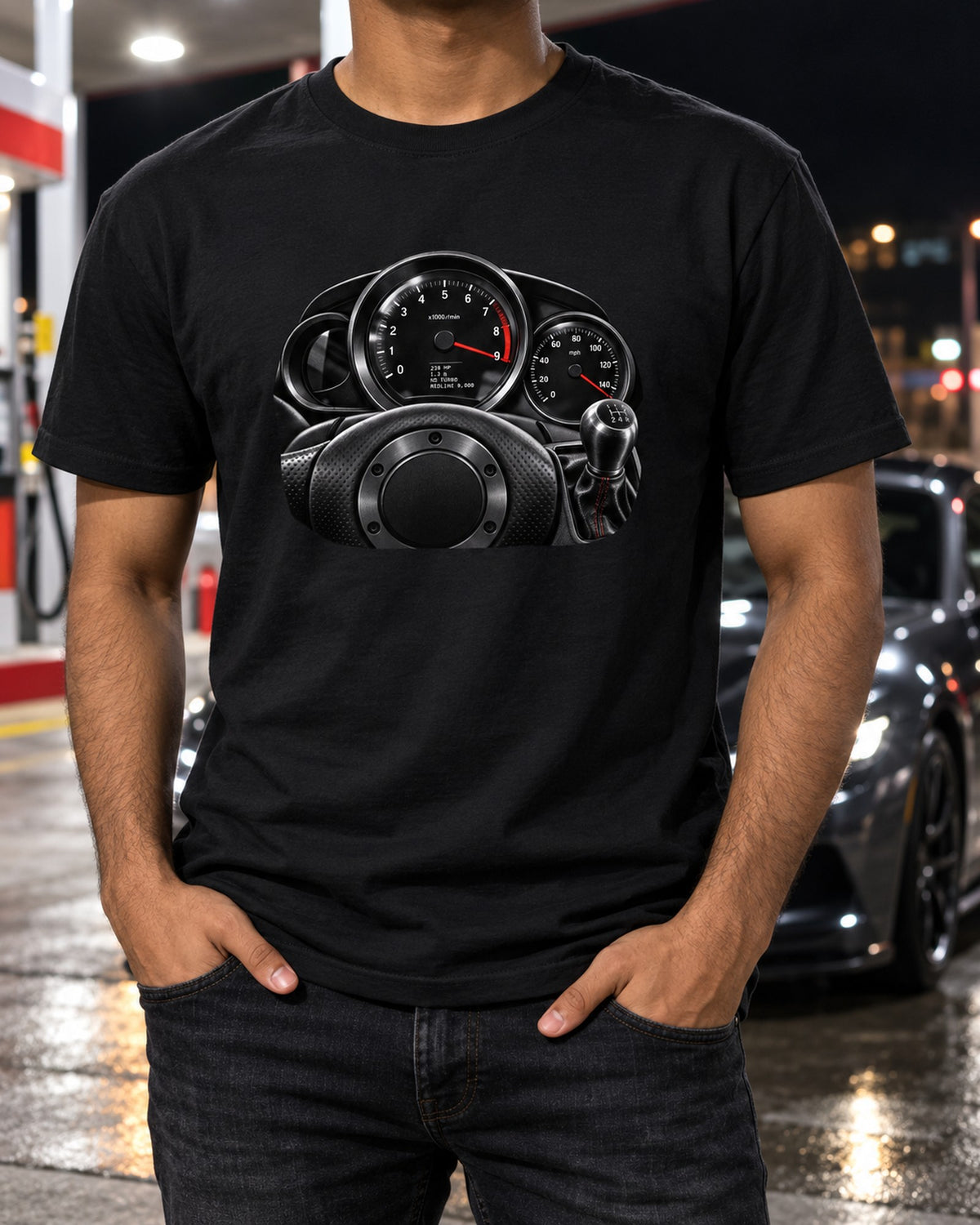 Mazda RX-8 SE3P Gauge Cluster Tee, 238 HP No Turbo Shirt T-Shirt Black worn hero