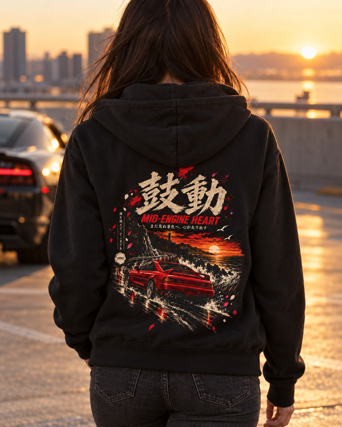 Toyota MR2 SW20 Mid-Engine Heart Shirt, Hoodie & More Zip Hoodie Black worn hero