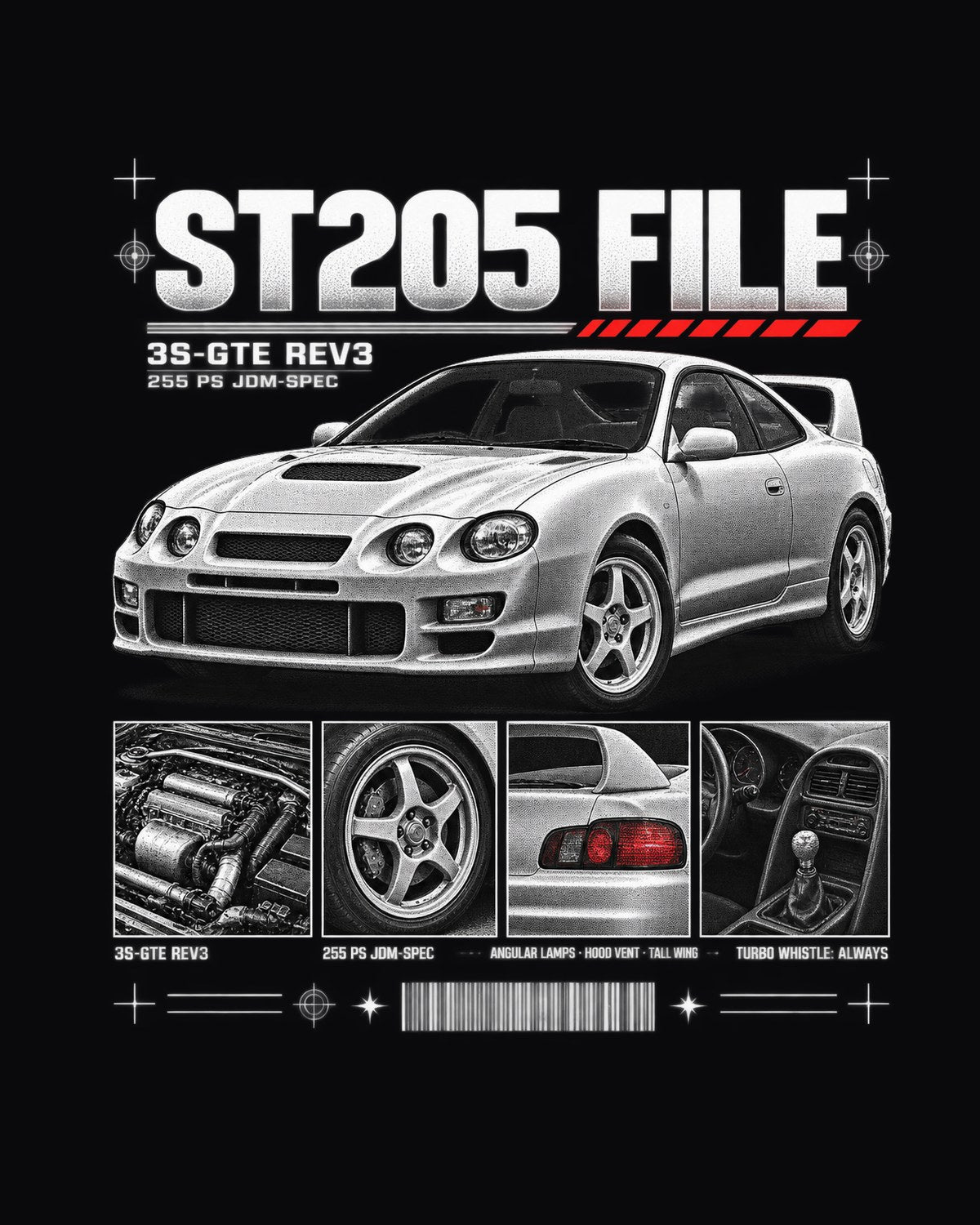 Toyota Celica GT-Four ST205 Bug-Eye Dossier Shirt, 3S-GTE design only