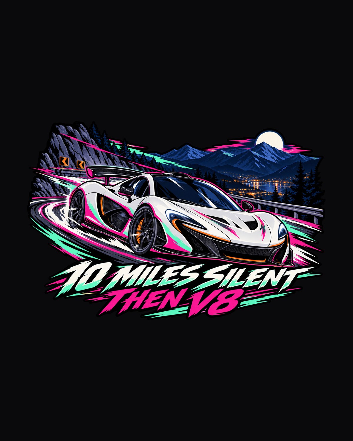 McLaren P1 Anime Touge Tee, Silent Electric Start design only