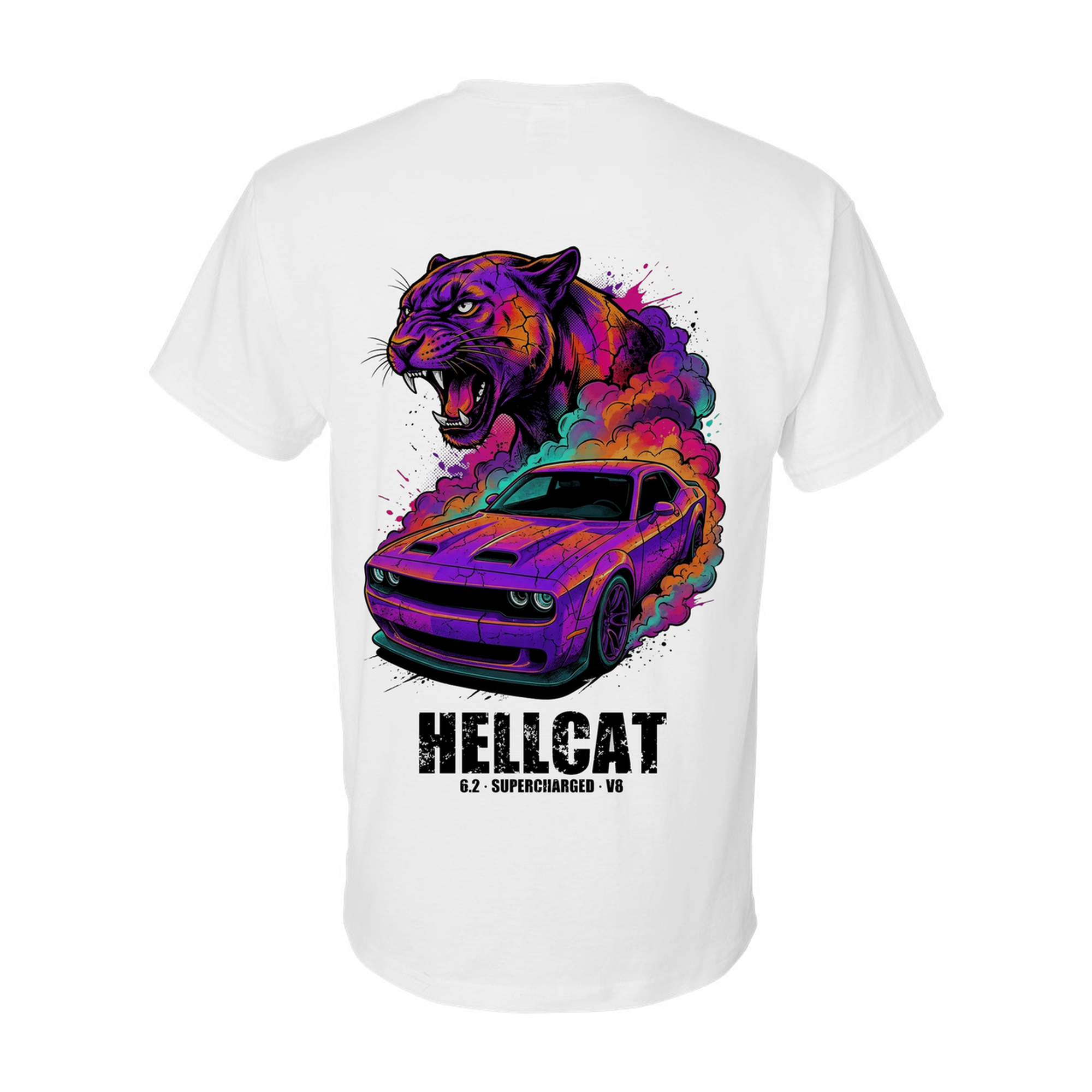 Dodge Challenger Hellcat T-Shirt — White back
