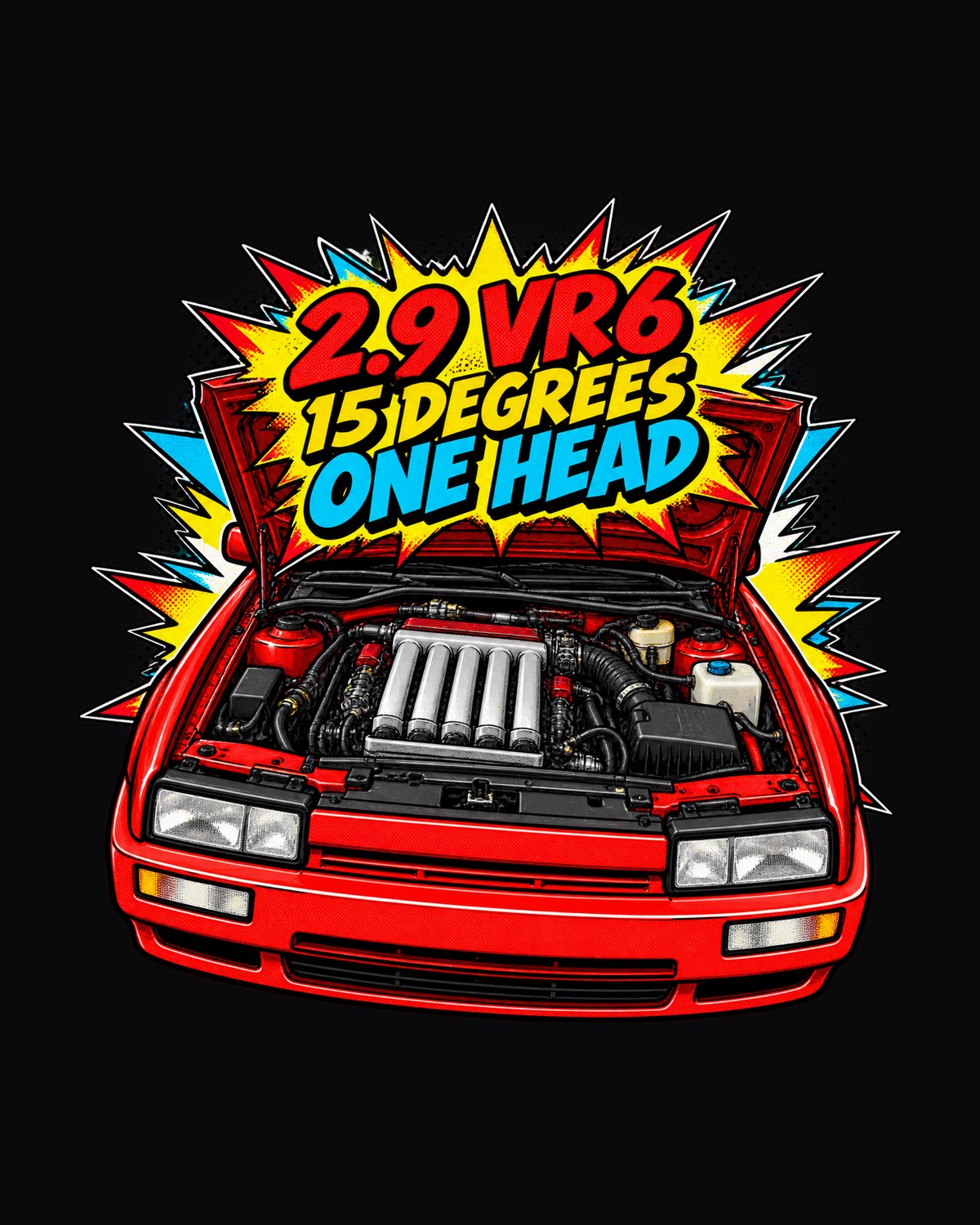 Corrado VR6 Comic Halftone Pop Art Shirt, 2.9 VR6 Narrow Angle design only
