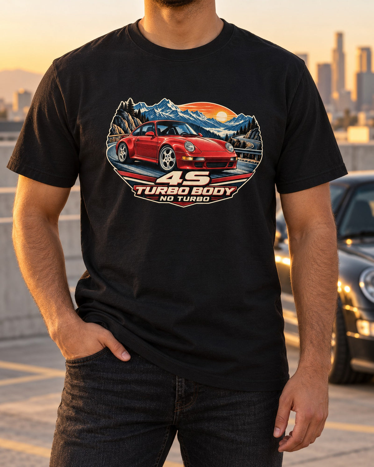 Porsche 911 Carrera RS 2.7 Ducktail Shield Shirt, 975 KG T-Shirt Black worn hero