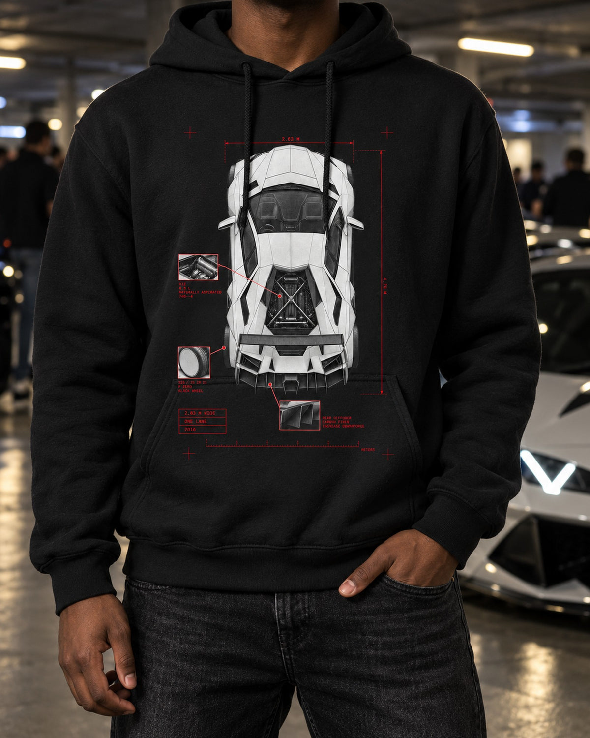 Lamborghini Aventador S LP740-4 Spec Poster Shirt, Car Guy Gift Pull Over Hoodie Black worn hero