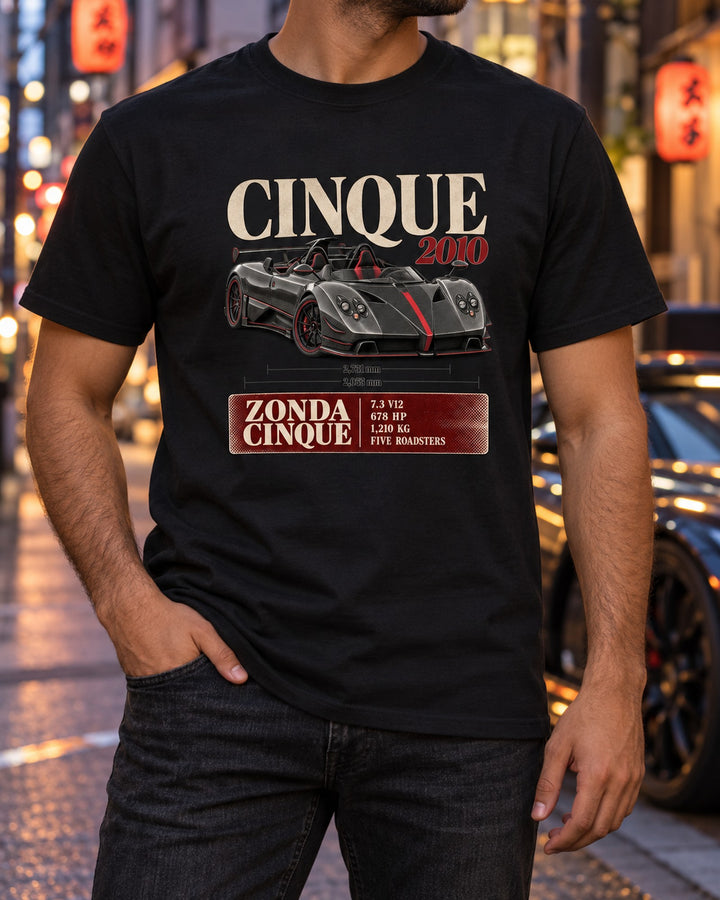 Pagani Zonda Cinque Roadster Archive Plate Shirt, Car Tee T-Shirt Black worn hero