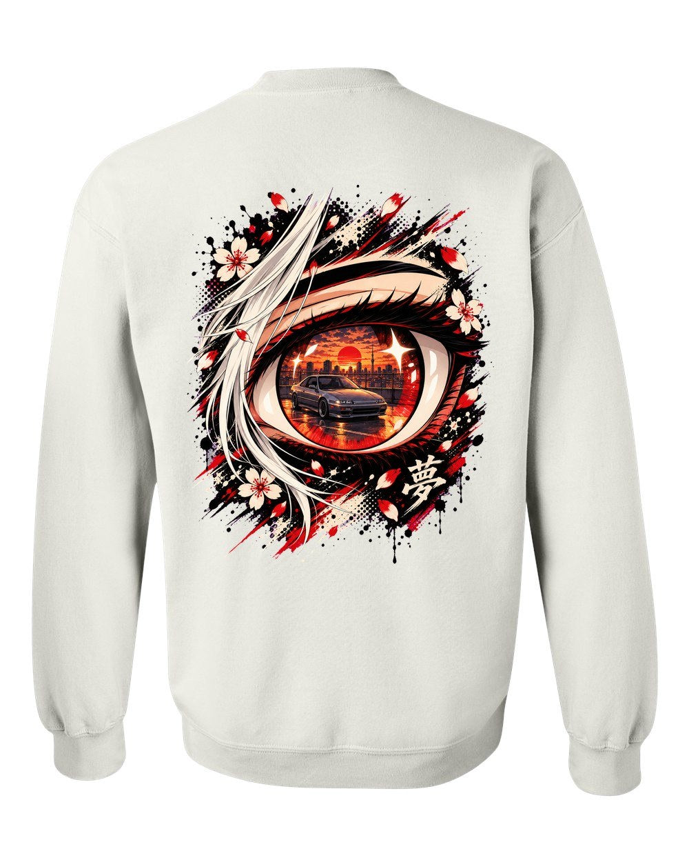Honda Prelude BB Anime Girl Crewneck White back