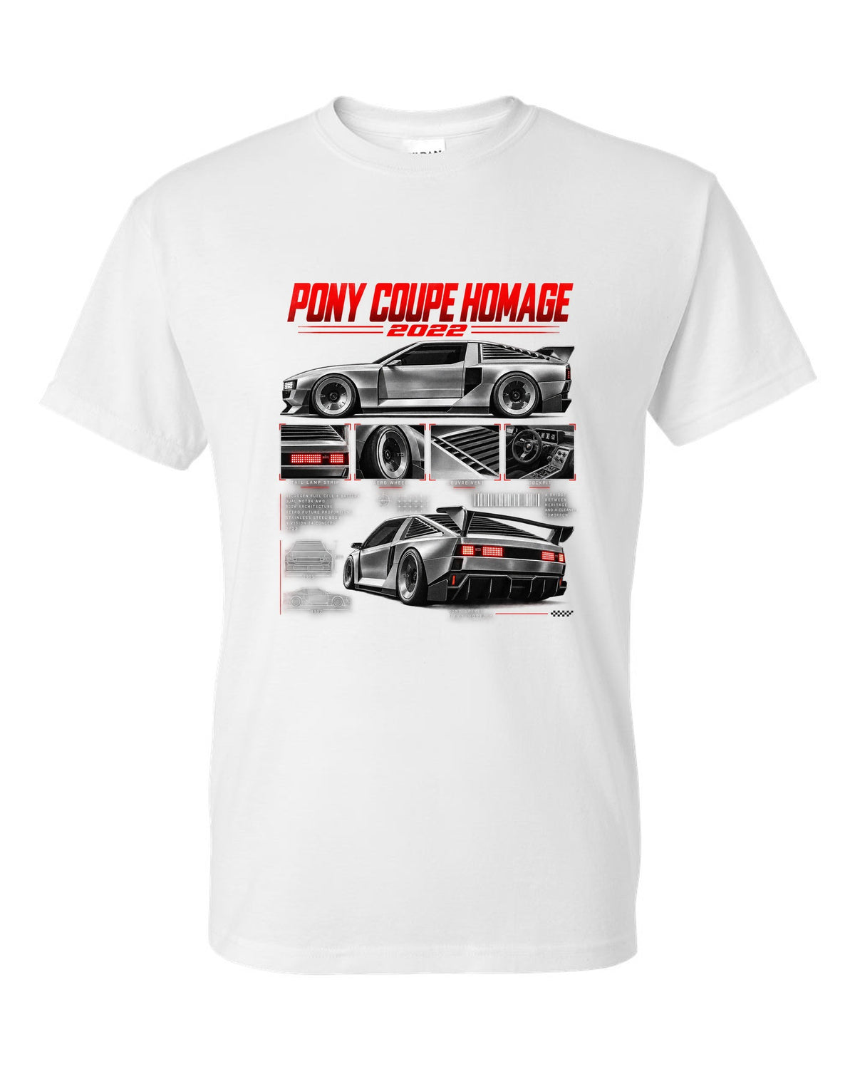 Hyundai N Vision 74 Dossier white t-shirt front view with the design