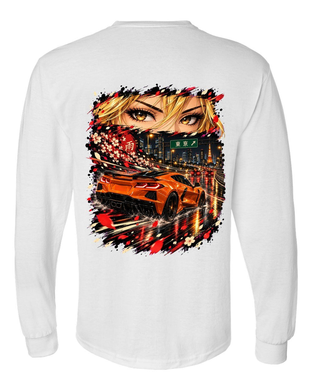 Chevrolet Corvette C8 Z06 Anime Girl Long Sleeve White back