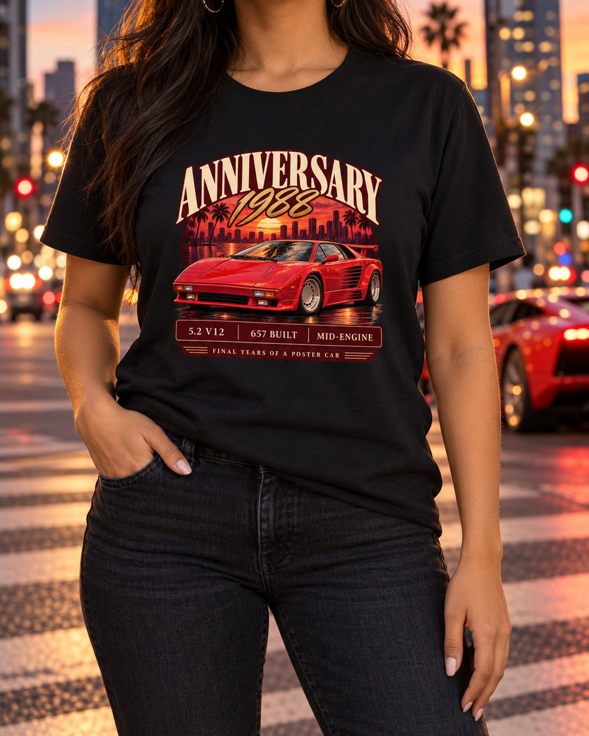Countach 25th Anniversary 1988 Archive Panel Shirt, 5.2 V12 T-Shirt Black worn hero