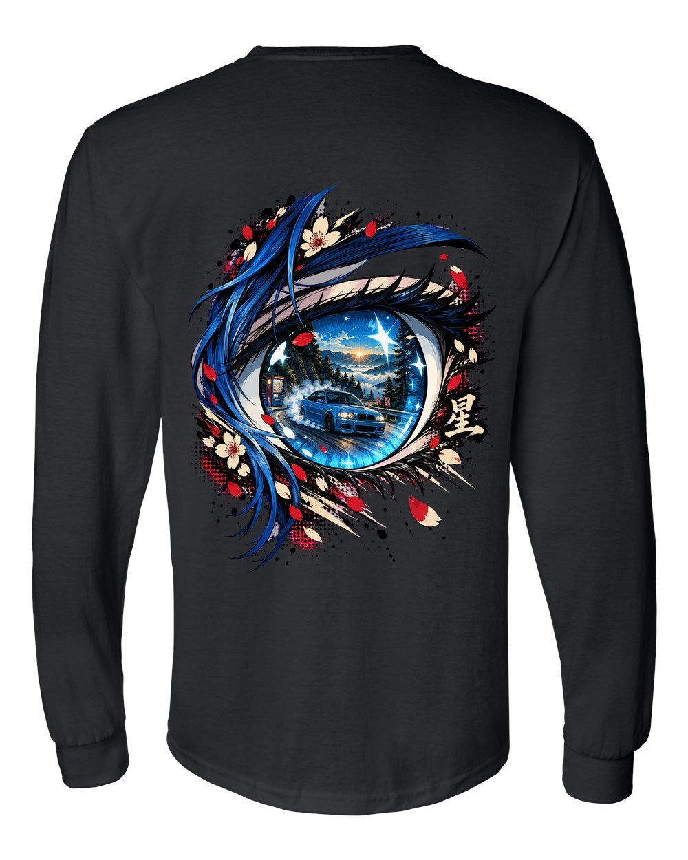 BMW M3 E46 Anime Girl Long Sleeve Black back