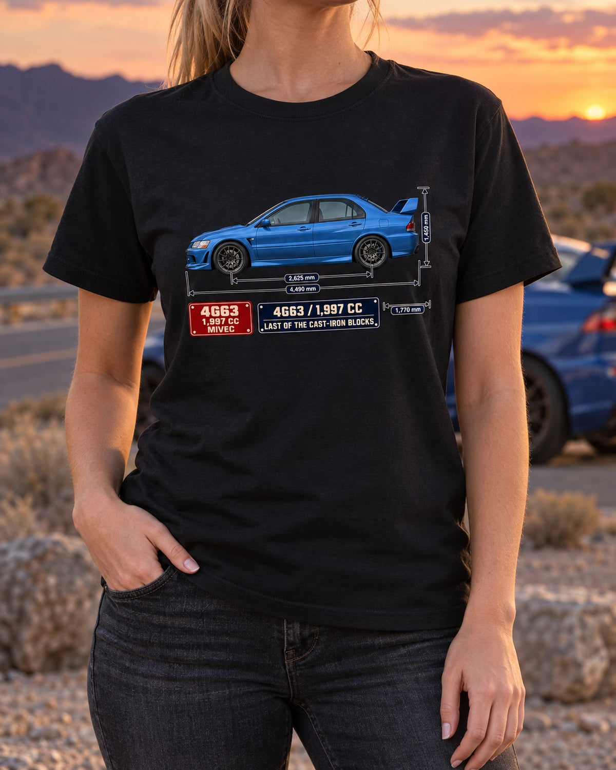 Lancer Evolution IX MR Blueprint Shirt, 4G63 Car Guy Gift T-Shirt Black worn hero