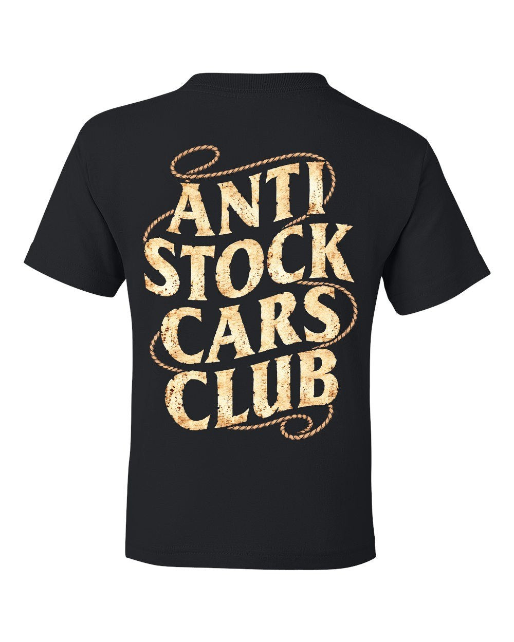 Anti Stock Cars Club Old West Wanted Poster Kids Tee Black back