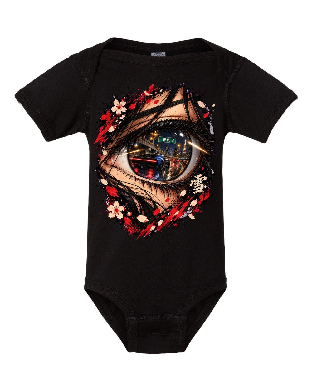 Bugatti Chiron Anime Girl Baby Onesie Black front