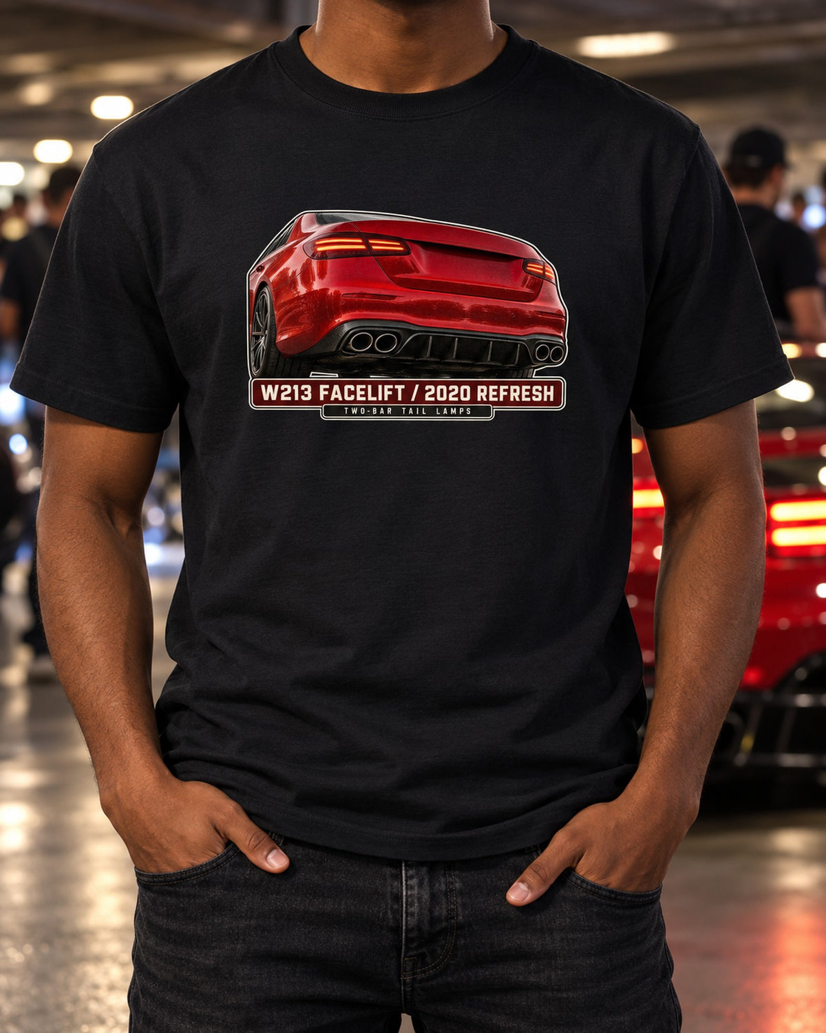 Mercedes-AMG E63 S W213 Facelift Tail Lamp Macro Shirt, Car Gift T-Shirt Black worn hero