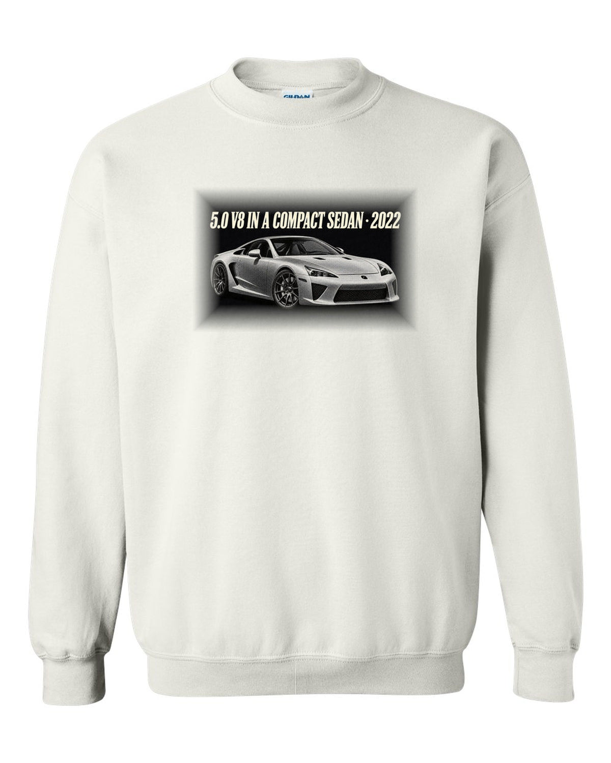 Cockpit and gauge cluster print of the Lexus LC 500 white crewneck front view with the design